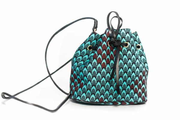 Sac seau bandoulière en wax Noir vert rouge