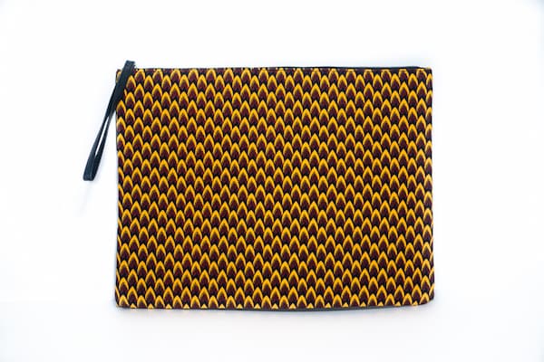 Grande pochette Wax similicuir jaune rouge noir