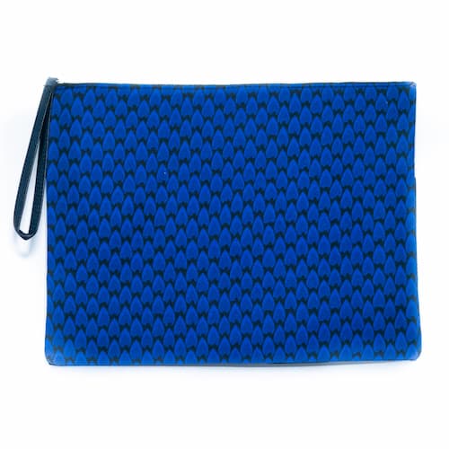 Petite pochette wax similicuir noir bleu